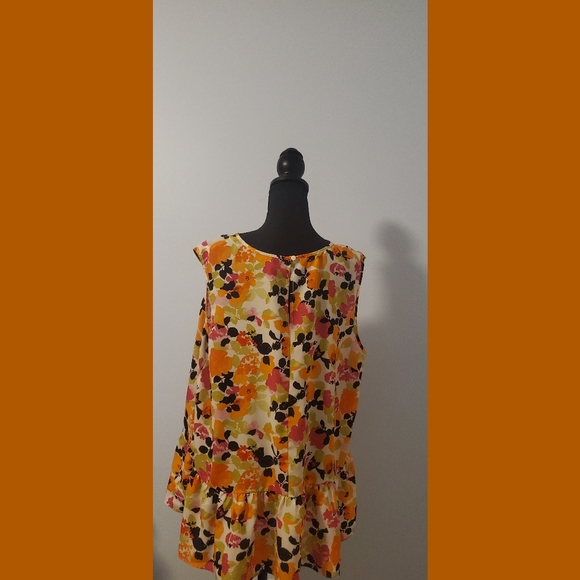 ASHLEY STEWART Multi Color Sleveless Peplum Flower Top Size 18/20 - Picture 2 of 2